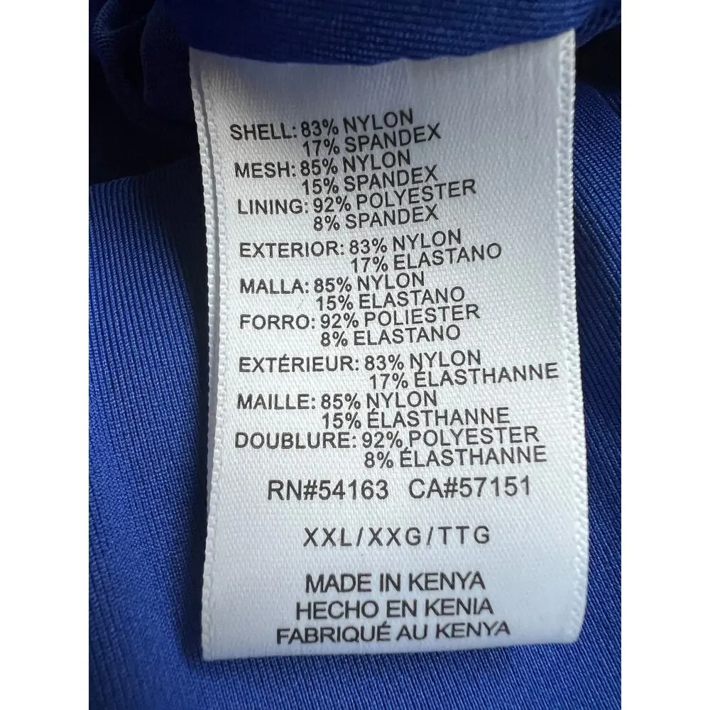 DKNY WOMENS SIZE XLARGE RUFFLE PLUNGE UNDERWIRE ONE PIECE SWIMSUIT BLUE NEW